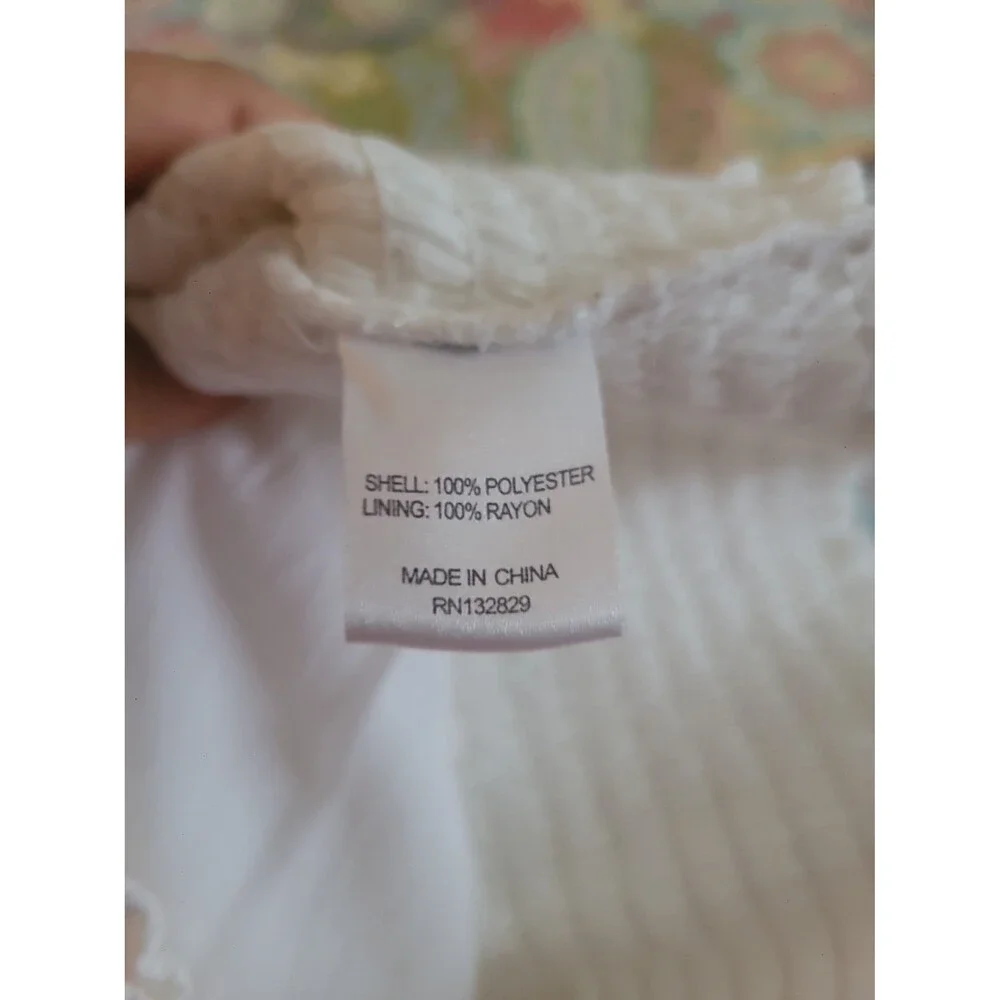 Majorelle White Cottagecore Smocked Crop Top Sz S Milkmaid Coquette Breathable - Picture 7 of 8